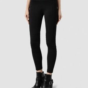All Saints Ridley Black Moto Leggings